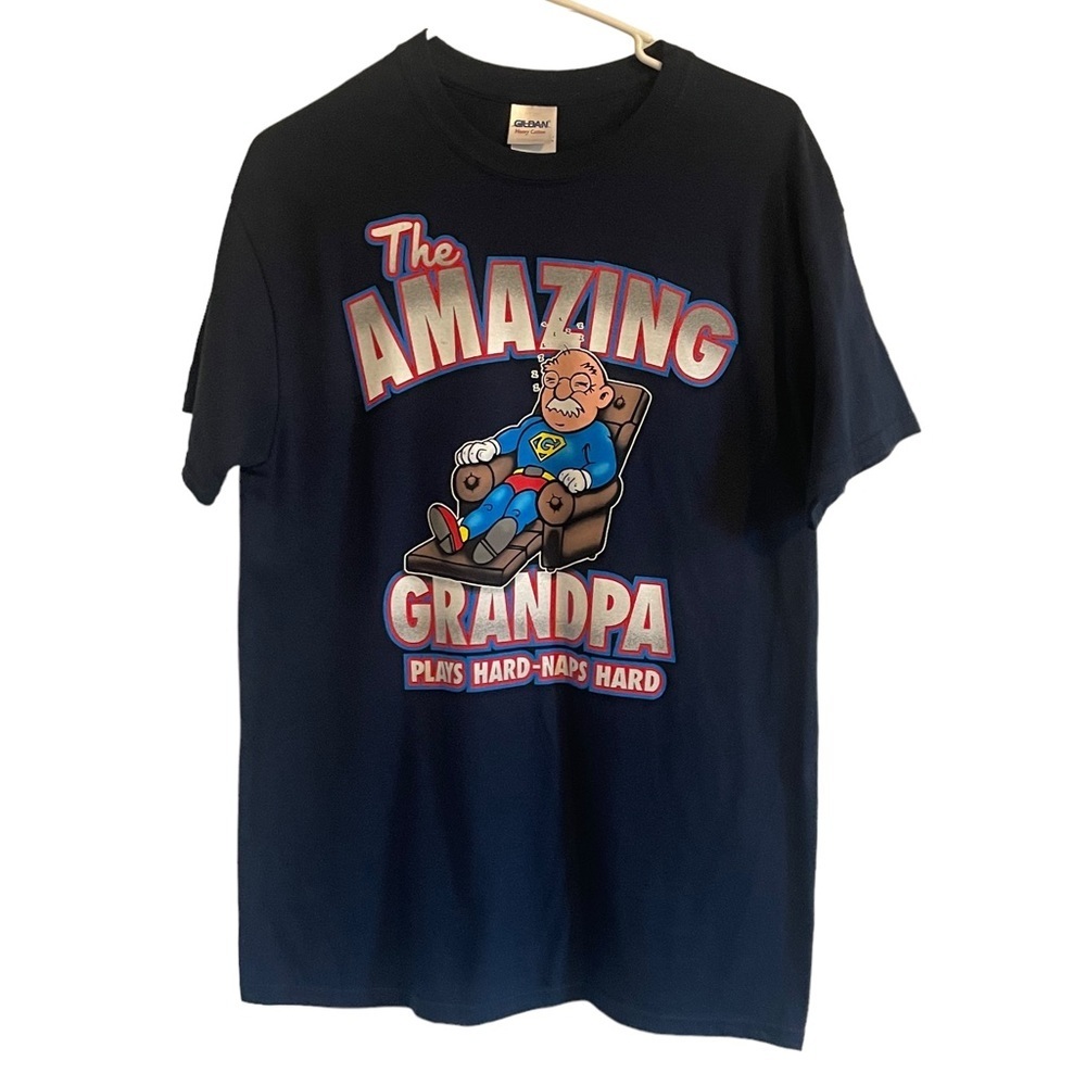 Amazing Grandpa”Plays Hard-Naps Hard Graphic Tee” M